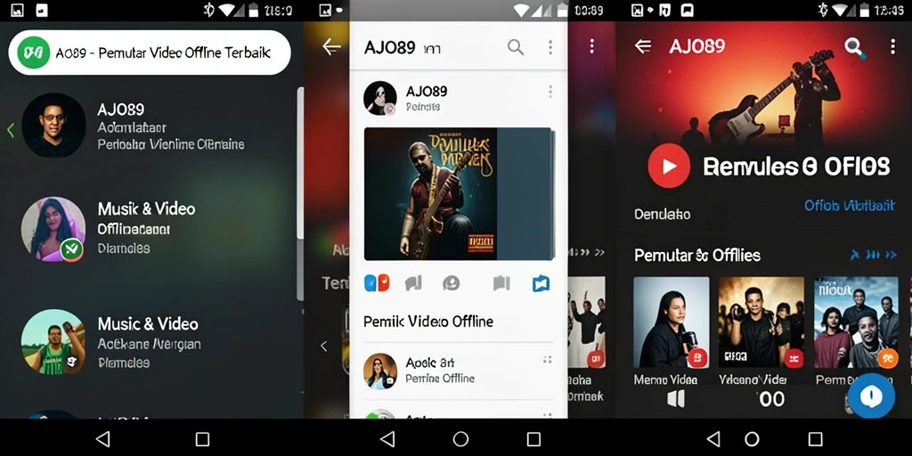 Antarmuka AJO89 pemutar video offline yang intuitif.