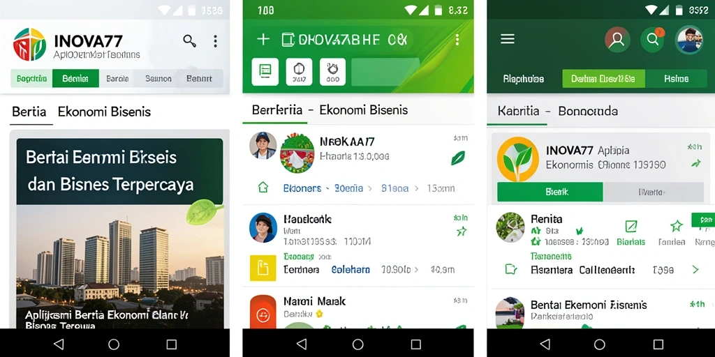 Tampilan antarmuka utama INOVA77 yang menampilkan informasi ekonomi terbaru.