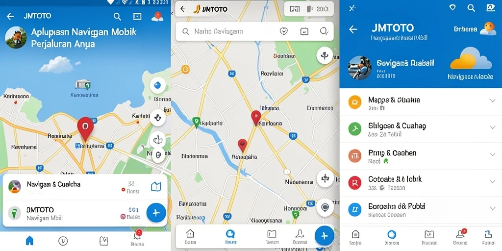 Tampilan antarmuka pengguna JMTOTO yang intuitif untuk navigasi mobil.