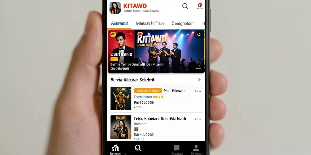 Tampilan antarmuka aplikasi KITAWD untuk berita selebriti.