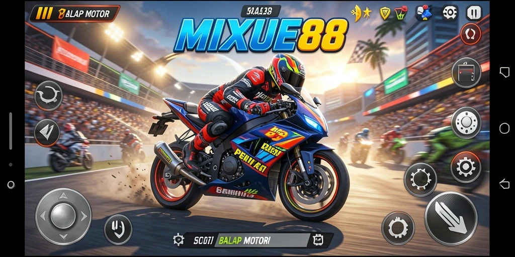 Antarmuka MIXUE88 yang menarik saat balapan motor.