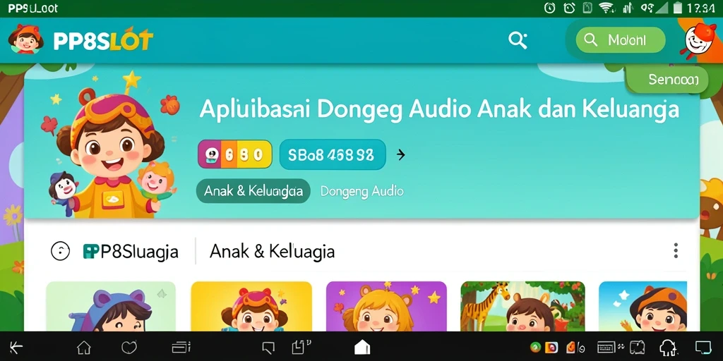 Tampilan antarmuka PP8SLOT yang ramah anak dengan beragam cerita.