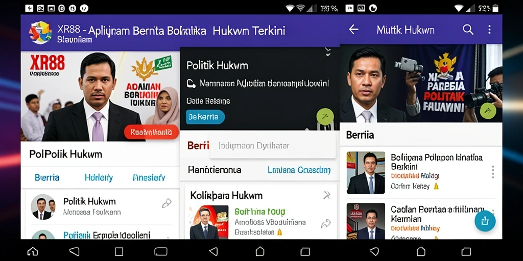 Tampilan antarmuka aplikasi XR88 untuk berita politik hukum.