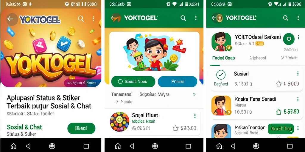 Antarmuka YOKTOGEL dengan berbagai pilihan stiker kreatif.
