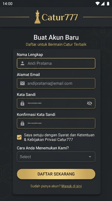 Panduan Mendaftar Akun Baru catur777